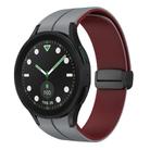 For Samsung Galaxy watch 5 Pro Golf Edition Two Color Magnetic Folding Buckle Silicone Watch Band(Grey+Wine Red) - 1
