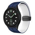 For Samsung Galaxy watch 5 Pro Golf Edition Two Color Magnetic Folding Buckle Silicone Watch Band(Midnight Blue+White) - 1