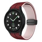 For Samsung Galaxy watch 5 Golf Edition Two Color Magnetic Folding Buckle Silicone Watch Band(Wine Red+Pink) - 1