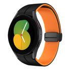 For Samsung Galaxy Watch 5  44mm Two Color Magnetic Folding Buckle Silicone Watch Band(Black+Orange) - 1