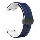 For Samsung Galaxy Watch 5  44mm Two Color Magnetic Folding Buckle Silicone Watch Band(Midnight Blue+White) - 2