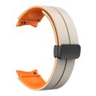 For Samsung Galaxy Watch 5  44mm Two Color Magnetic Folding Buckle Silicone Watch Band(Starlight+Orange) - 2