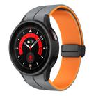 For Samsung Galaxy Watch 5 Pro  45mm Two Color Magnetic Folding Buckle Silicone Watch Band(Grey+Orange) - 1