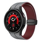 For Samsung Galaxy Watch 5 Pro  45mm Two Color Magnetic Folding Buckle Silicone Watch Band(Grey+Wine Red) - 1