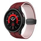 For Samsung Galaxy Watch 5 Pro  45mm Two Color Magnetic Folding Buckle Silicone Watch Band(Wine Red+Pink) - 1