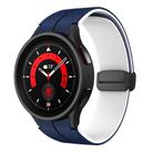 For Samsung Galaxy Watch 5 Pro  45mm Two Color Magnetic Folding Buckle Silicone Watch Band(Midnight Blue+White) - 1