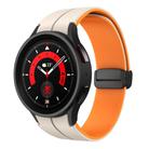 For Samsung Galaxy Watch 5 Pro  45mm Two Color Magnetic Folding Buckle Silicone Watch Band(Starlight+Orange) - 1
