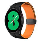 For Samsung Galaxy Watch 4 44mm Two Color Magnetic Folding Buckle Silicone Watch Band(Black+Orange) - 1