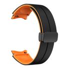 For Samsung Galaxy Watch 4 44mm Two Color Magnetic Folding Buckle Silicone Watch Band(Black+Orange) - 2