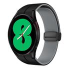 For Samsung Galaxy Watch 4 44mm Two Color Magnetic Folding Buckle Silicone Watch Band(Black+Grey) - 1