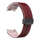 For Samsung Galaxy Watch 4 44mm Two Color Magnetic Folding Buckle Silicone Watch Band(Wine Red+Pink) - 2