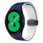 For Samsung Galaxy Watch 4 44mm Two Color Magnetic Folding Buckle Silicone Watch Band(Midnight Blue+White) - 1