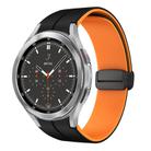 For Samsung  Galaxy Watch 4 Classic 46mm Two Color Magnetic Folding Buckle Silicone Watch Band(Black+Orange) - 1