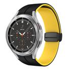 For Samsung  Galaxy Watch 4 Classic 46mm Two Color Magnetic Folding Buckle Silicone Watch Band(Black+Yellow) - 1