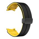 For Samsung  Galaxy Watch 4 Classic 46mm Two Color Magnetic Folding Buckle Silicone Watch Band(Black+Yellow) - 2