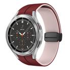 For Samsung  Galaxy Watch 4 Classic 46mm Two Color Magnetic Folding Buckle Silicone Watch Band(Wine Red+Pink) - 1
