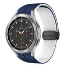 For Samsung  Galaxy Watch 4 Classic 46mm Two Color Magnetic Folding Buckle Silicone Watch Band(Midnight Blue+White) - 1