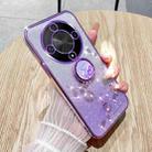 For Honor X9b Gradient Glitter Immortal Flower Ring All-inclusive Phone Case(Purple) - 1