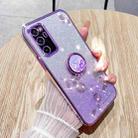 For Honor V30 Pro Gradient Glitter Immortal Flower Ring All-inclusive Phone Case(Purple) - 1