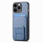 For iPhone 7 / 8 / SE 2022 Carbon Fiber Card Bag Fold Stand Phone Case(Blue) - 2