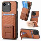 For iPhone 7 / 8 / SE 2022 Carbon Fiber Card Bag Fold Stand Phone Case(Brown) - 1