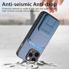 For iPhone XR Carbon Fiber Card Bag Fold Stand Phone Case(Blue) - 3