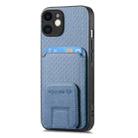 For iPhone 11 Carbon Fiber Card Bag Fold Stand Phone Case(Blue) - 2