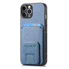 For iPhone 11 Pro Max Carbon Fiber Card Bag Fold Stand Phone Case(Blue) - 2