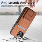 For iPhone 11 Pro Max Carbon Fiber Card Bag Fold Stand Phone Case(Brown) - 3