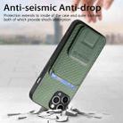 For iPhone 11 Pro Max Carbon Fiber Card Bag Fold Stand Phone Case(Green) - 3