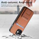 For iPhone 12 Carbon Fiber Card Bag Fold Stand Phone Case(Brown) - 3