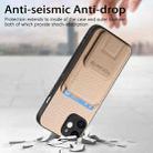 For iPhone 12 Carbon Fiber Card Bag Fold Stand Phone Case(Khaki) - 3