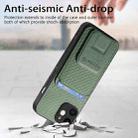 For iPhone 12 Carbon Fiber Card Bag Fold Stand Phone Case(Green) - 3