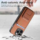 For iPhone 12 Pro Max Carbon Fiber Card Bag Fold Stand Phone Case(Brown) - 3