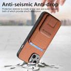 For iPhone 13 Carbon Fiber Card Bag Fold Stand Phone Case(Brown) - 3