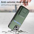 For iPhone 13 Carbon Fiber Card Bag Fold Stand Phone Case(Green) - 3