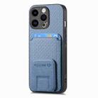 For iPhone 13 Pro Max Carbon Fiber Card Bag Fold Stand Phone Case(Blue) - 2