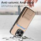 For iPhone 13 Pro Max Carbon Fiber Card Bag Fold Stand Phone Case(Khaki) - 3