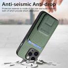 For iPhone 13 Pro Max Carbon Fiber Card Bag Fold Stand Phone Case(Green) - 3