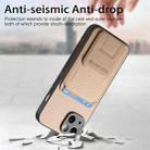 For iPhone 14 Plus Carbon Fiber Card Bag Fold Stand Phone Case(Khaki) - 3