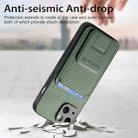 For iPhone 14 Plus Carbon Fiber Card Bag Fold Stand Phone Case(Green) - 3