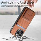 For iPhone 14 Pro Max Carbon Fiber Card Bag Fold Stand Phone Case(Brown) - 3