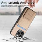 For iPhone 14 Pro Max Carbon Fiber Card Bag Fold Stand Phone Case(Khaki) - 3