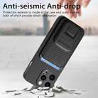 For iPhone 15 Pro Carbon Fiber Card Bag Fold Stand Phone Case(Black) - 3