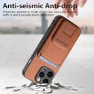 For iPhone 15 Pro Carbon Fiber Card Bag Fold Stand Phone Case(Brown) - 3