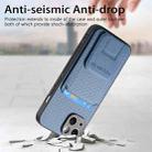 For iPhone 15 Plus Carbon Fiber Card Bag Fold Stand Phone Case(Blue) - 3