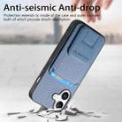 For iPhone 16 Plus Carbon Fiber Card Bag Fold Stand Phone Case(Blue) - 2