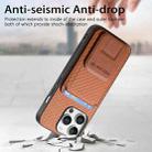 For iPhone 16 Pro Carbon Fiber Card Bag Fold Stand Phone Case(Brown) - 2