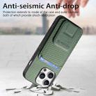 For iPhone 16 Pro Max Carbon Fiber Card Bag Fold Stand Phone Case(Green) - 2