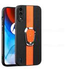 For Motorola Moto  E7 Power Magnetic Litchi Leather Back Phone Case with Holder(Orange) - 1